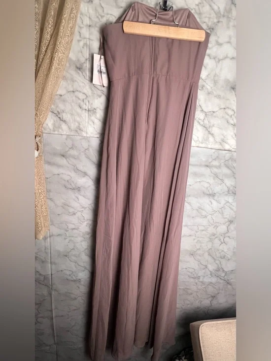 Birdy Grey Toffee NWT XS Chris Chiffon Wedding Guest Formal Dress STRAPLESS - Picture 9 of 11